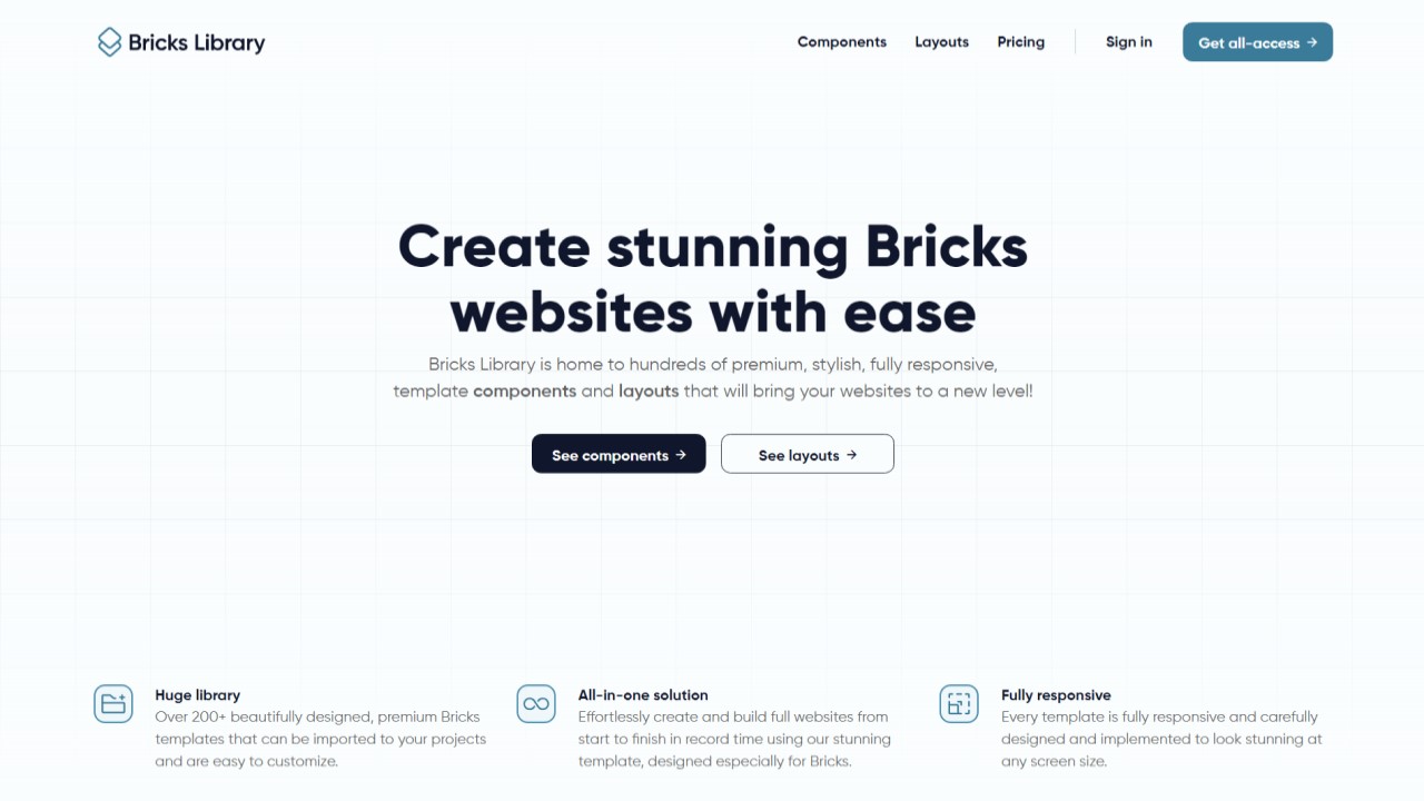 Best Bricks Builder Templates: Top Pre-Built Design Sets • Bricksism Bricks Library - Featured Screenshot - Toolonomy