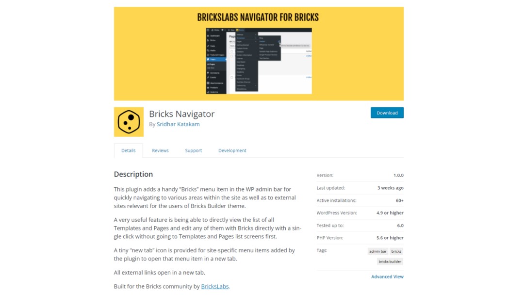 Best Bricks Builder Addons: Top-Notch Free & Paid Tools • Bricksism Bricks Navigator Free - Featured Screenshot - Toolonomy