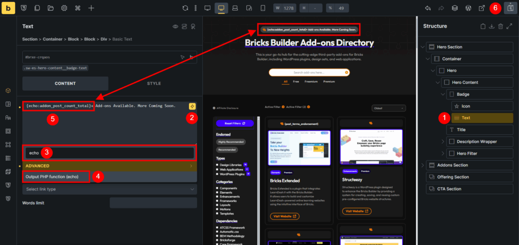 How to Display Total Post Count for Any Post Type in Bricks Builder? • Bricksism The Implementation of Total Post Count in Bricks Bulder - Screenshot - Bricksism
