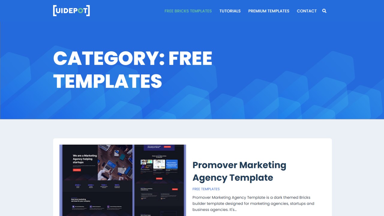 Best Bricks Builder Templates: Top Pre-Built Design Sets • Bricksism UI Depot Templates - Featured Screenshot - Toolonomy
